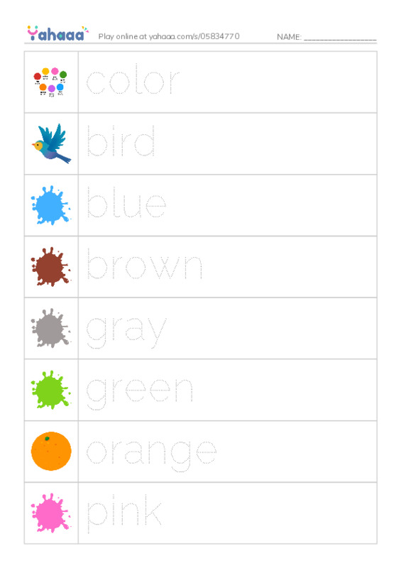 RAZ Vocabulary A: Bird Colors PDF one column image words