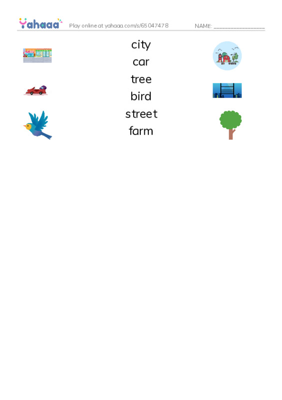 RAZ Vocabulary A: Bird Goes Home PDF three columns match words