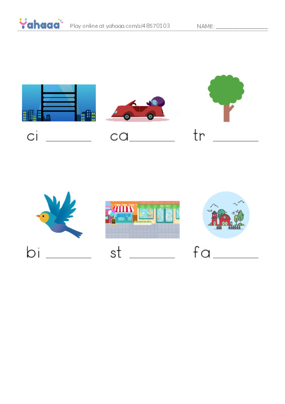 RAZ Vocabulary A: Bird Goes Home PDF worksheet to fill in words gaps