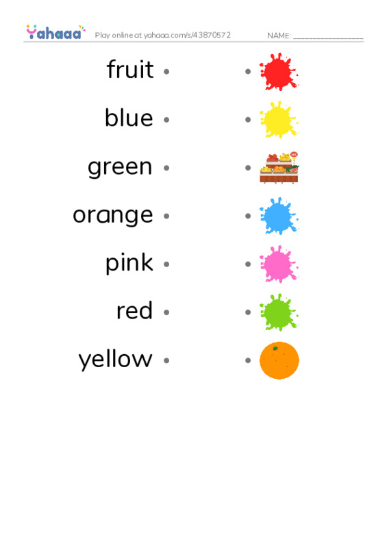 RAZ Vocabulary A: Fruit Colors PDF link match words worksheet