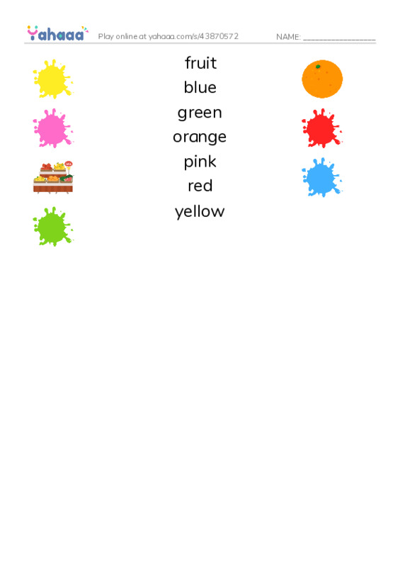 RAZ Vocabulary A: Fruit Colors PDF three columns match words