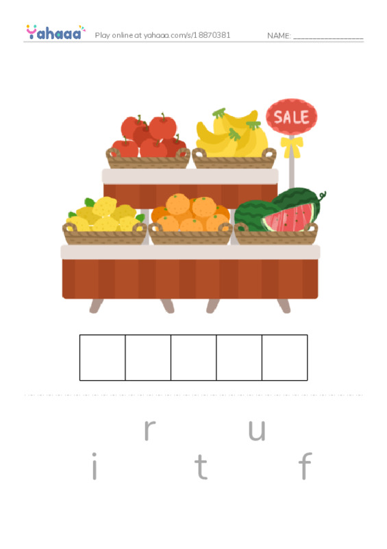 RAZ Vocabulary A: Fruit Colors PDF word puzzles worksheet