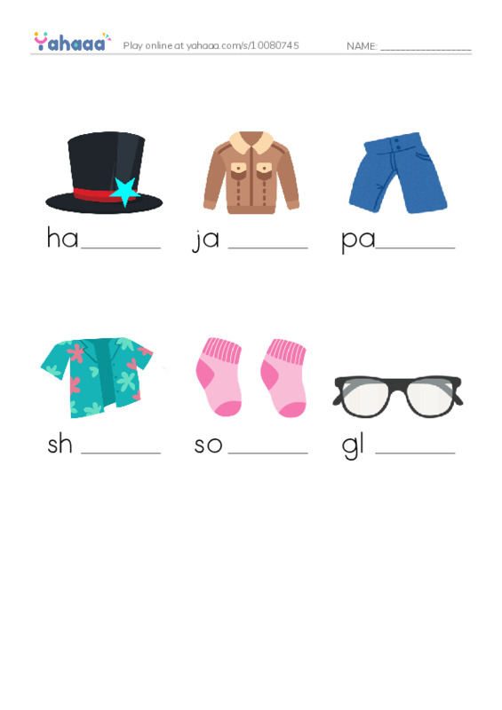 RAZ Vocabulary A: Getting Dressed PDF worksheet to fill in words gaps