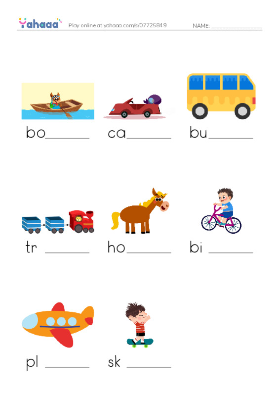 RAZ Vocabulary A: Going Places PDF worksheet to fill in words gaps