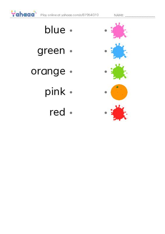 RAZ Vocabulary A: I See My Colors PDF link match words worksheet
