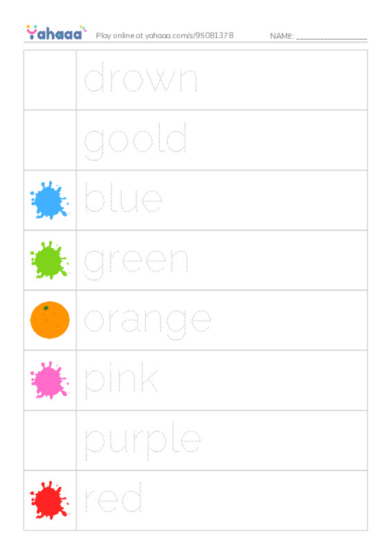 RAZ Vocabulary A: I See My Colors PDF one column image words