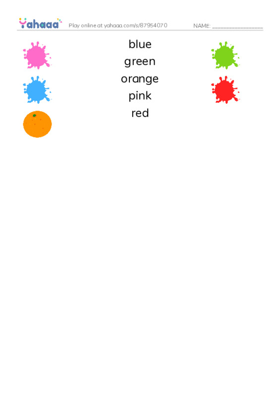 RAZ Vocabulary A: I See My Colors PDF three columns match words