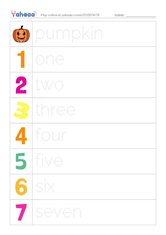 RAZ Vocabulary A: Maria Counts Pumpkins PDF one column image words