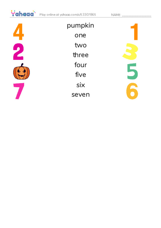 RAZ Vocabulary A: Maria Counts Pumpkins PDF three columns match words