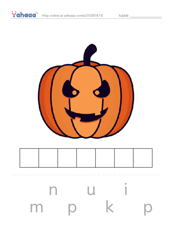 RAZ Vocabulary A: Maria Counts Pumpkins PDF word puzzles worksheet