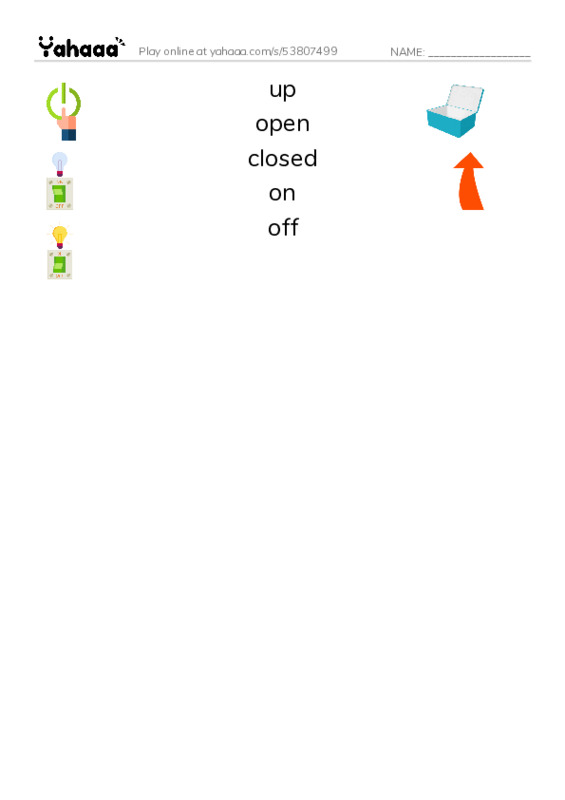 RAZ Vocabulary A: Opposites PDF three columns match words