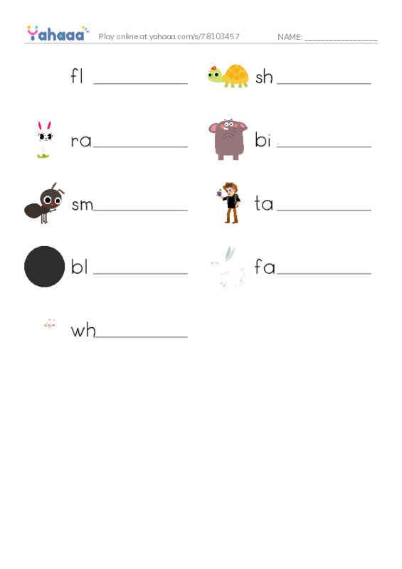 RAZ Vocabulary A: Rabbits PDF worksheet writing row