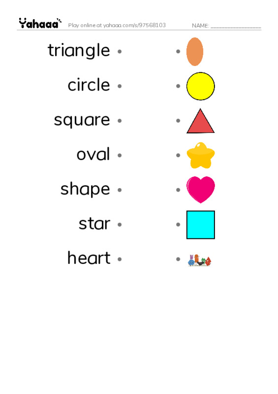 RAZ Vocabulary A: Shapes in Nature PDF link match words worksheet