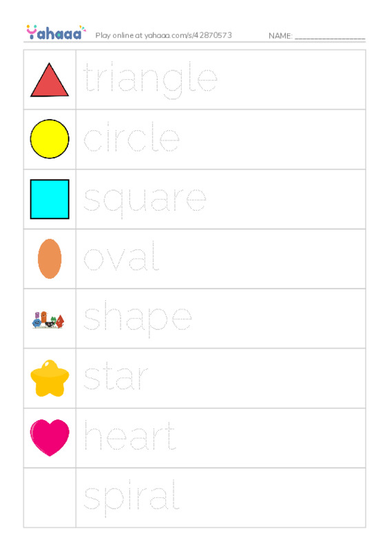 RAZ Vocabulary A: Shapes in Nature PDF one column image words