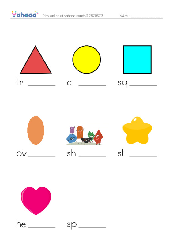 RAZ Vocabulary A: Shapes in Nature PDF worksheet to fill in words gaps