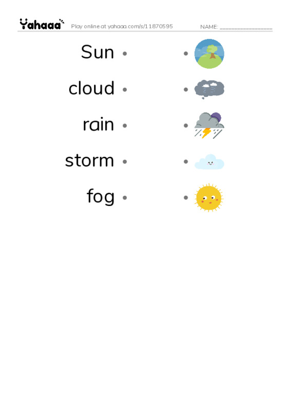 RAZ Vocabulary A: Spring Weather PDF link match words worksheet