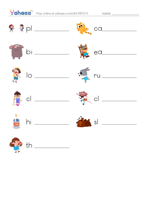 RAZ Vocabulary A: The Big Cat PDF worksheet writing row