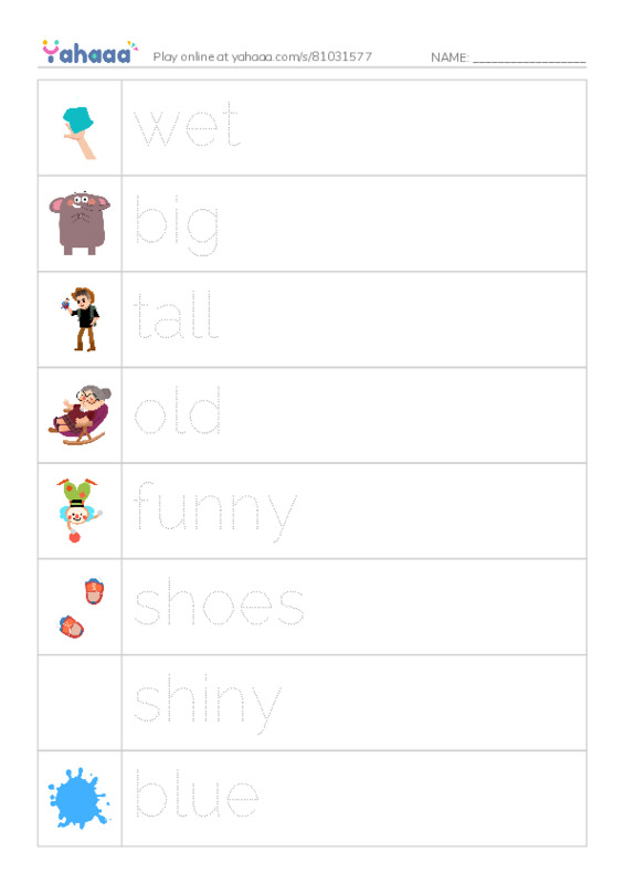 RAZ Vocabulary A: These Shoes PDF one column image words