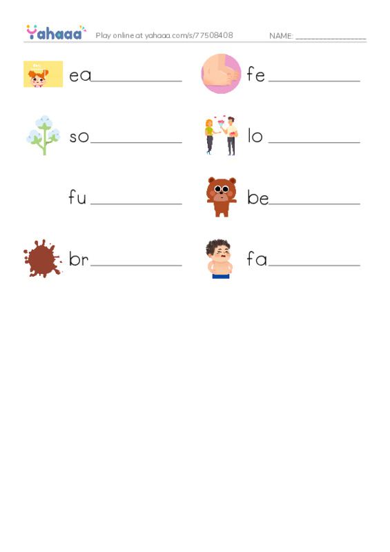 RAZ Vocabulary A: This Is My Bear PDF worksheet writing row