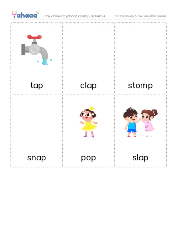RAZ Vocabulary A: We Can Make Sounds PDF flaschards with images