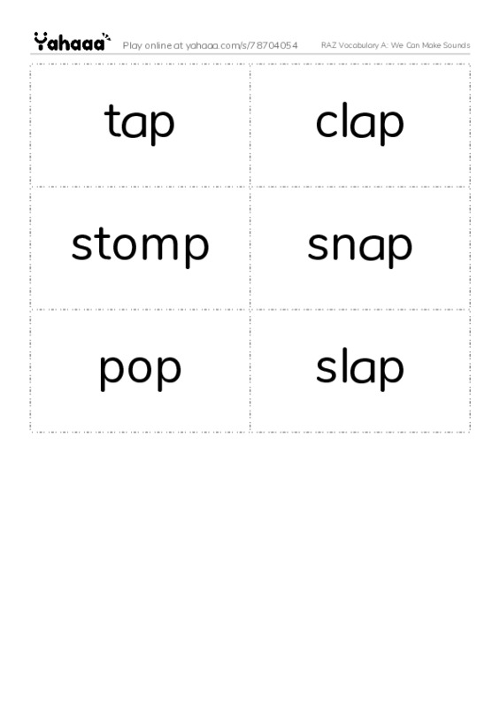 RAZ Vocabulary A: We Can Make Sounds PDF two columns flashcards