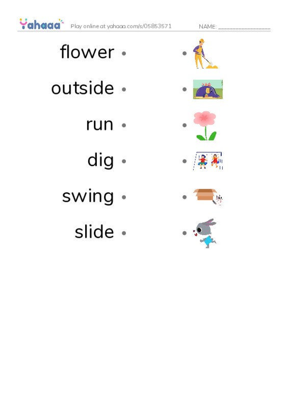 RAZ Vocabulary A: What I Like PDF link match words worksheet