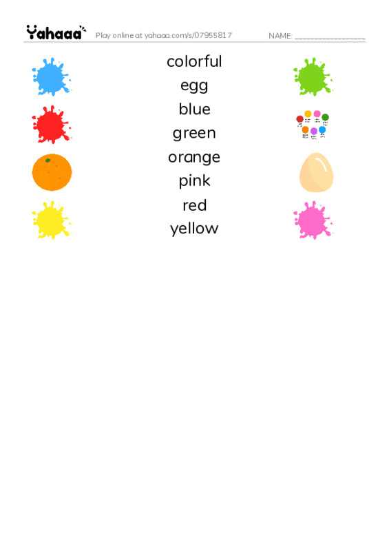 RAZ Vocabulary AAA: Colorful Eggs PDF three columns match words