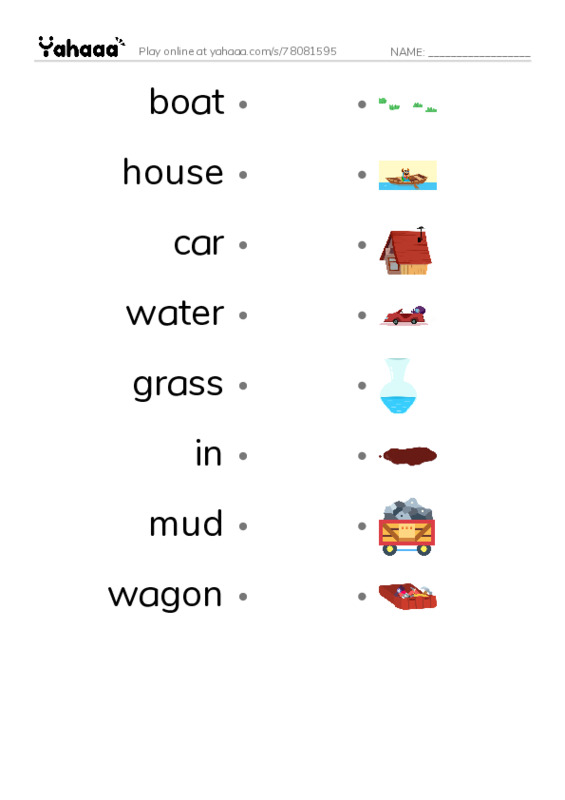 RAZ Vocabulary AAA: In PDF link match words worksheet