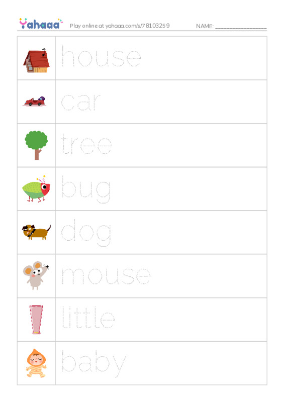 RAZ Vocabulary AAA: Little PDF one column image words