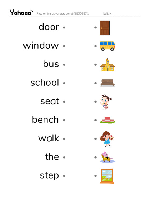 RAZ Vocabulary AAA: My School Bus PDF link match words worksheet