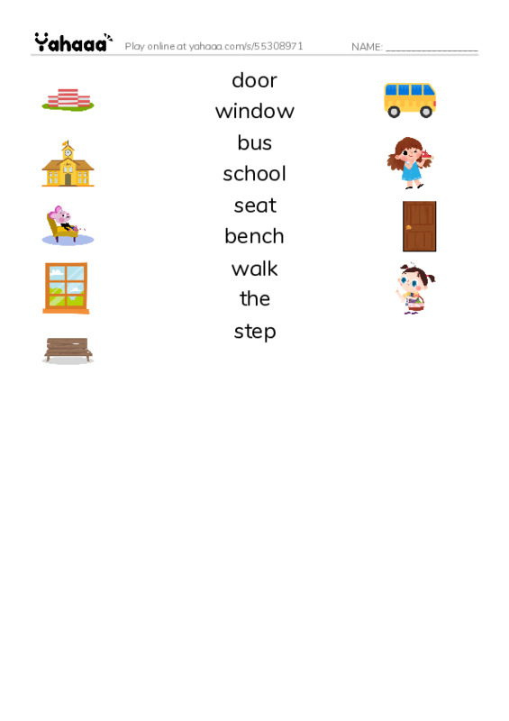 RAZ Vocabulary AAA: My School Bus PDF three columns match words