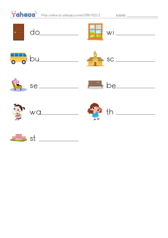RAZ Vocabulary AAA: My School Bus PDF worksheet writing row