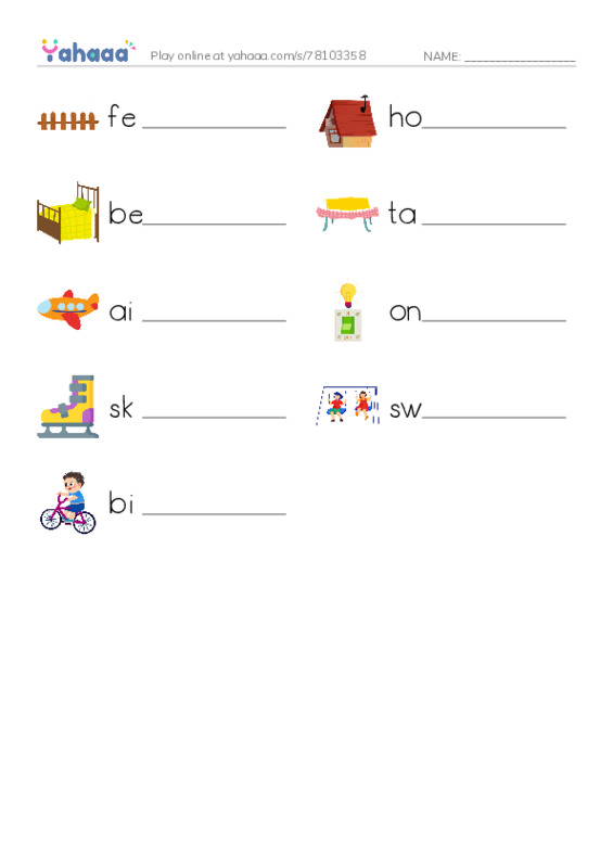RAZ Vocabulary AAA: On PDF worksheet writing row