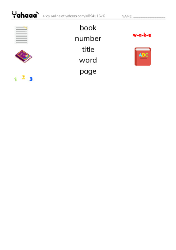 RAZ Vocabulary AAA: The Book PDF three columns match words
