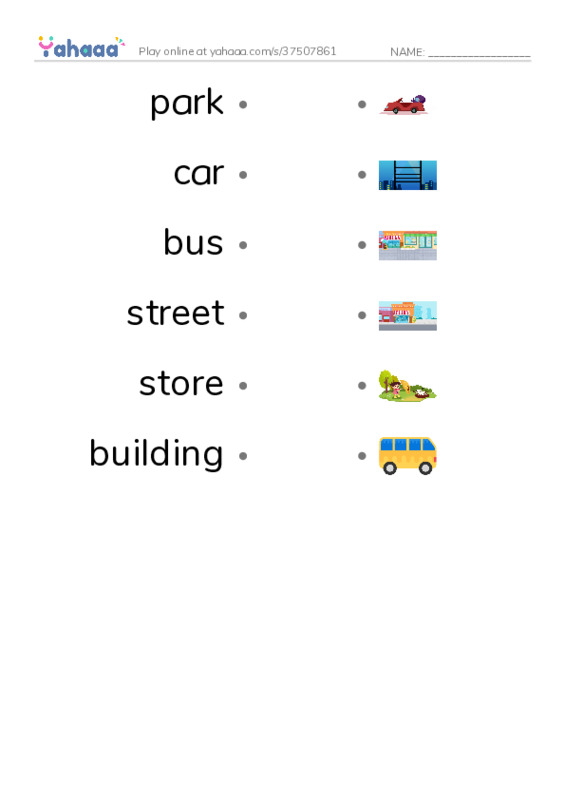 RAZ Vocabulary AAA: The City PDF link match words worksheet