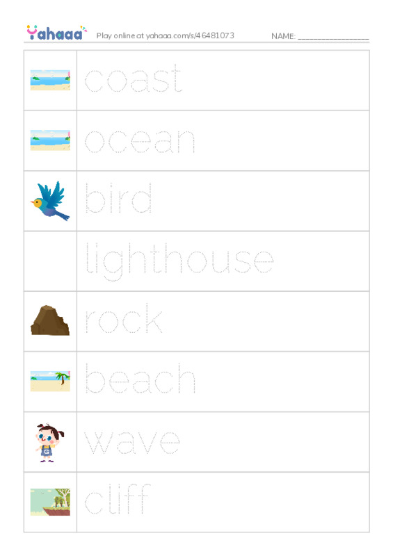 RAZ Vocabulary AAA: The Coast PDF one column image words