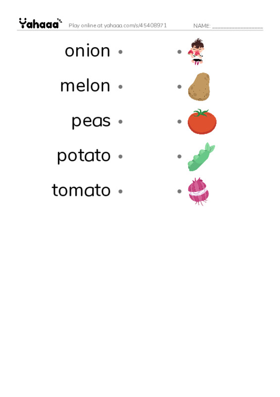 RAZ Vocabulary AAA: The Garden PDF link match words worksheet