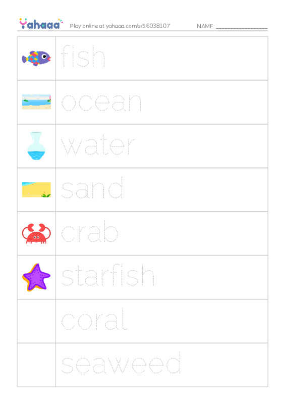 RAZ Vocabulary AAA: The Ocean PDF one column image words