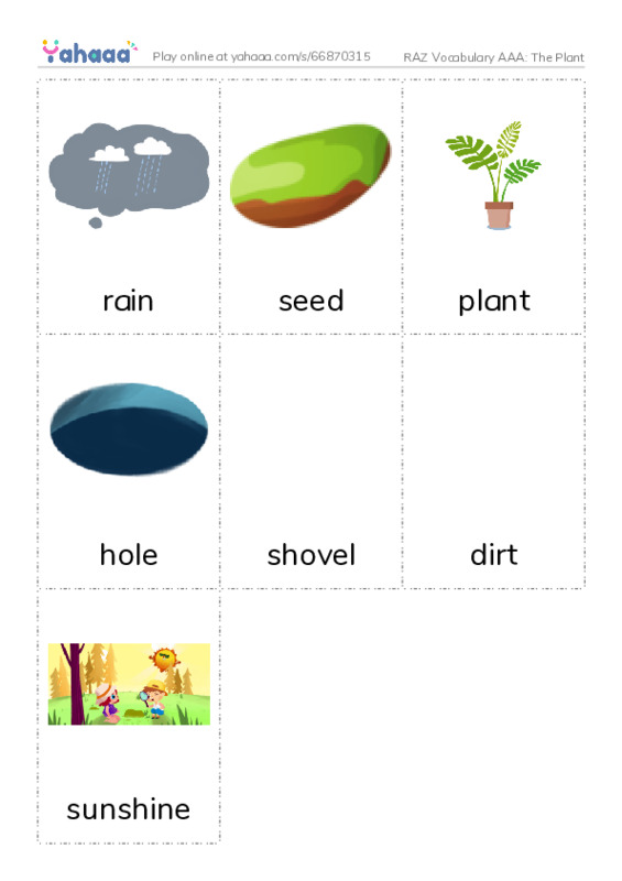 RAZ Vocabulary AAA: The Plant PDF flaschards with images