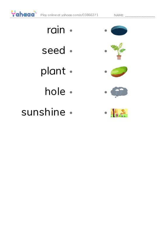 RAZ Vocabulary AAA: The Plant PDF link match words worksheet