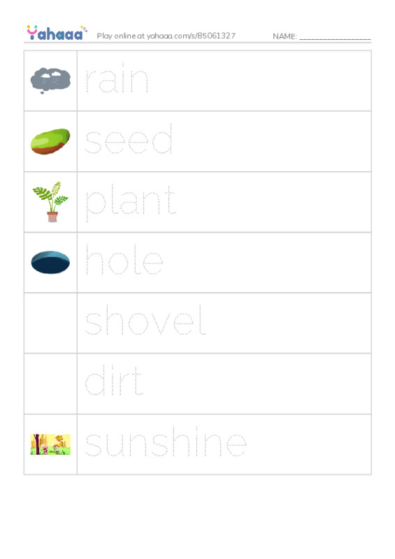RAZ Vocabulary AAA: The Plant PDF one column image words