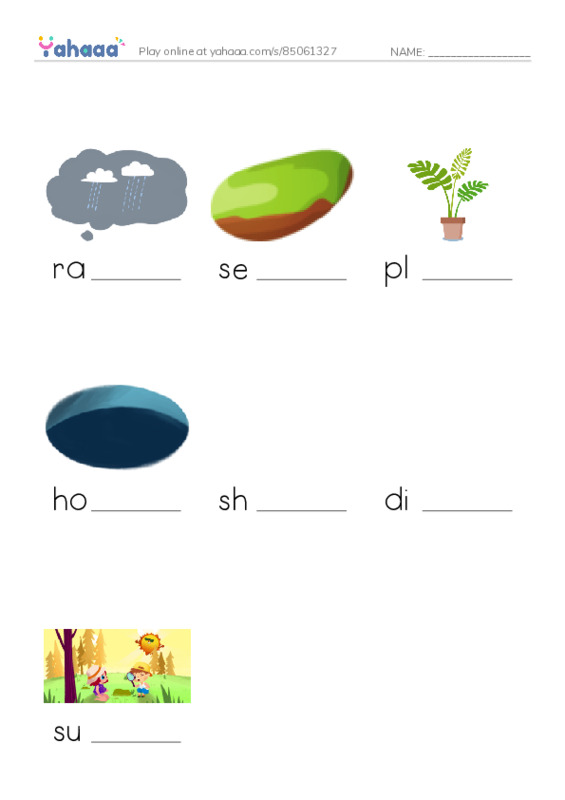 RAZ Vocabulary AAA: The Plant PDF worksheet to fill in words gaps