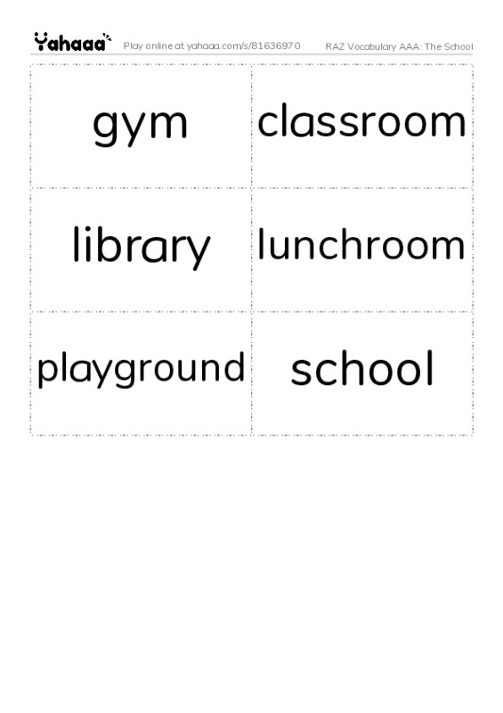 RAZ Vocabulary AAA: The School PDF two columns flashcards