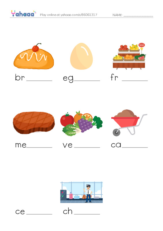 RAZ Vocabulary AAA: The Supermarket PDF worksheet to fill in words gaps