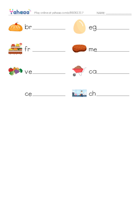 RAZ Vocabulary AAA: The Supermarket PDF worksheet writing row