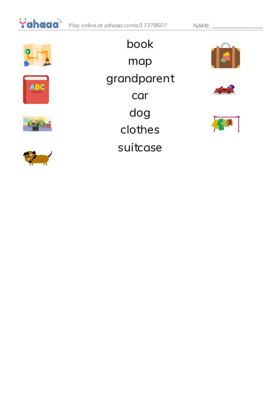 RAZ Vocabulary AAA: The Trip PDF three columns match words