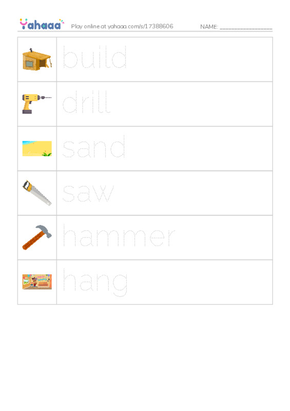 RAZ Vocabulary AAA: We Build PDF one column image words