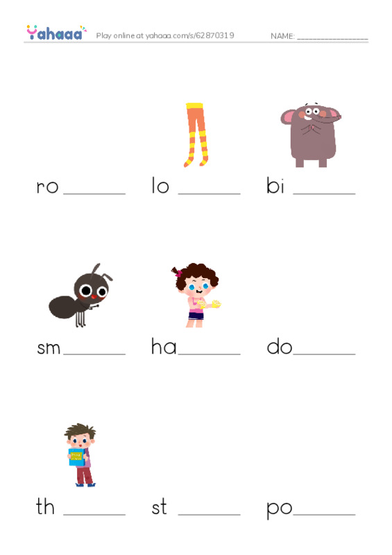 RAZ Vocabulary B: Animal Ears PDF worksheet to fill in words gaps