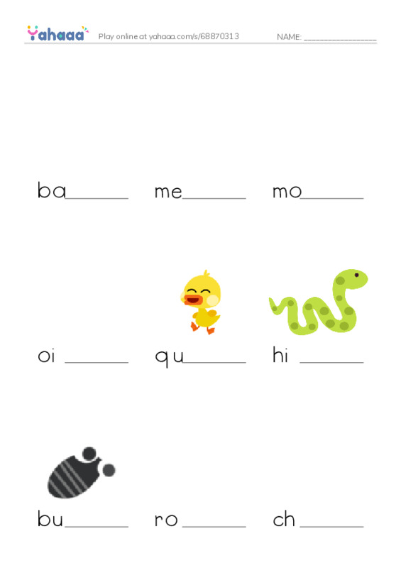 RAZ Vocabulary B: Animal Sounds PDF worksheet to fill in words gaps