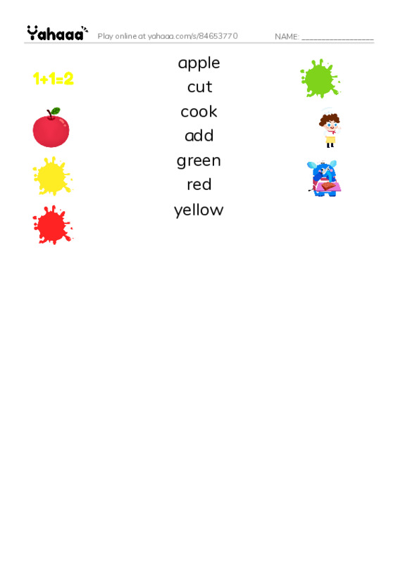 RAZ Vocabulary B: Applesauce PDF three columns match words